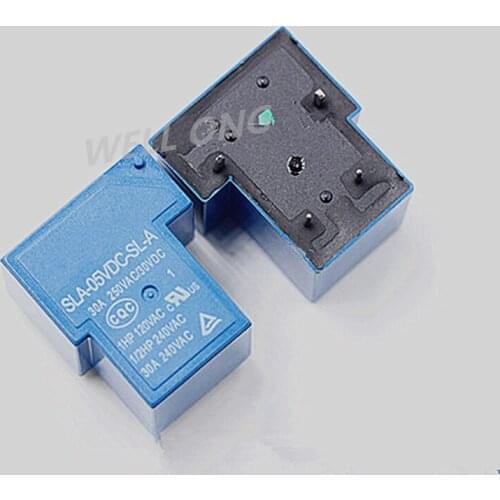 100pcs T90 Coil Relay 05VDC 30A 250VAC 4 pin SLA-05VDC-SL-A PCB Type