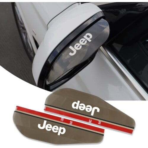2Pcs Waterproof Car Rear View Mirror PVC Rain Eyebrow For Jeep Renegade Compass Grand Cherokee Wrangler Patriot Rubicon Liberty