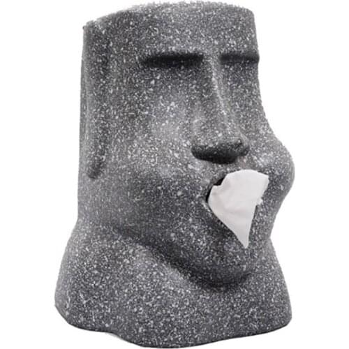 23.5*29*17.5cm Resin Easter Island Stone Statue Tissue Box Stone Statue Paper Towel Box Napkin Storage Organizer Tissue Boxes
