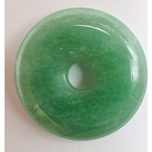 30MM Green Aventurine Stone GEM Carved Safety Button Pendant Necklace Jewelry For Woman Gift H323