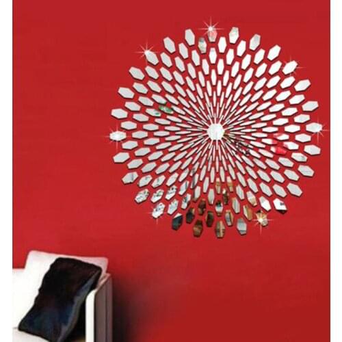 DIY Sun Stereo 3D Acrylic Mirror Wall Sticker Mural Removable Decal Art Mural Home Bedroom TV Background Decoration Home Decor