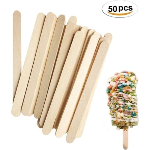 50Pcs/lot Stick Natural Wooden Ice Cream Sticks Ice-lolly Kids DIY Hand Crafts Art Making Ice Cream Cake Popsicle Sticks 110MM