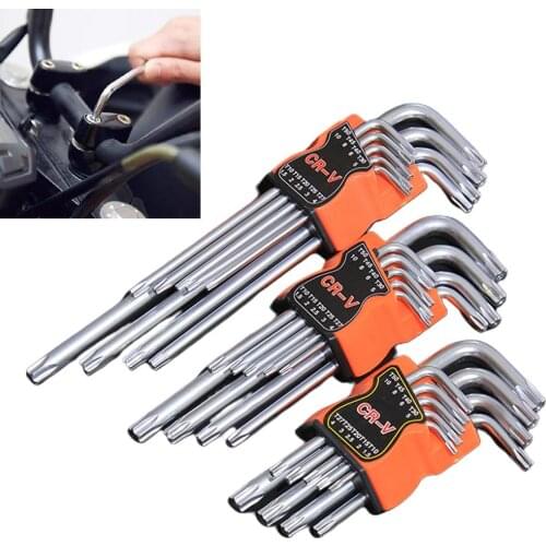 9Pcs/Set Double End L Shape Screwdriver Hex Wrench Flat Head Spanner Tools Chroom-vanadium Steal Spanner Long Arm Tool Set