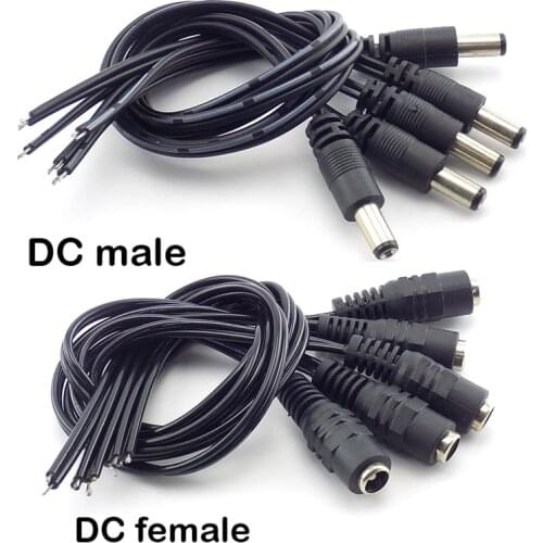 AC DC Female Male power Cable wire Connecter Jack Adapter Connectors for LED Strip CCTV Camera led strip lights Plug 5.5x2.1mm