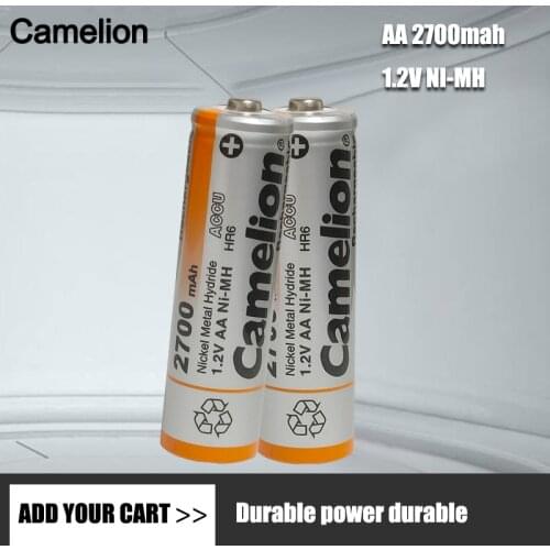 Camelion AA Battery 1.2V Ni-MH AA Rechargeable Batteries 2700MAH 2A For Torch Toys Clock MP3 Player Replace Ni-Mh Battery