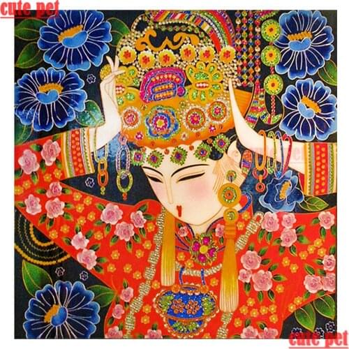 Cute pet full Square round drill Diy diamond painting Ethnic style woman cross stitch Diamond 5D Embroidery mosaic home decor