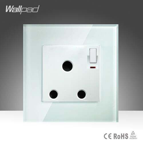 15A UK Socket Wallpad White High Quality Crystal Glass 15 UK South Africa Wall Socket Free Shipping