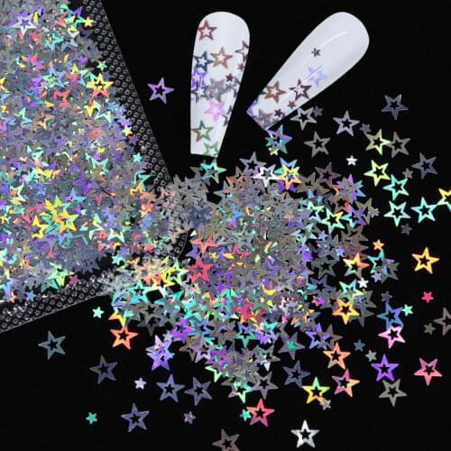 Shiny Hollow Star Holographic Glitter Flakes Nail Art Accessories Manicure Sequins Paillette Nail Supplies For Professionals
