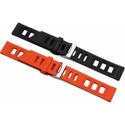 CARLYWET 20mm Waterproof Orange Black Silicone Rubber Straight End Wrist Watch Band Strap Silver Brushed Buckle For Omega Rolex