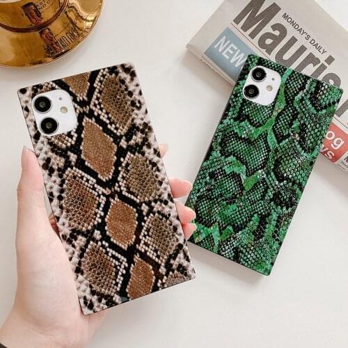 Snake Skin Phone Case For iPhone 12 12Mini 11Pro Max 7 8 Plus X XS XR XS Max Snake Texture Back Cover For iPhone 12Pro Max 11Pro