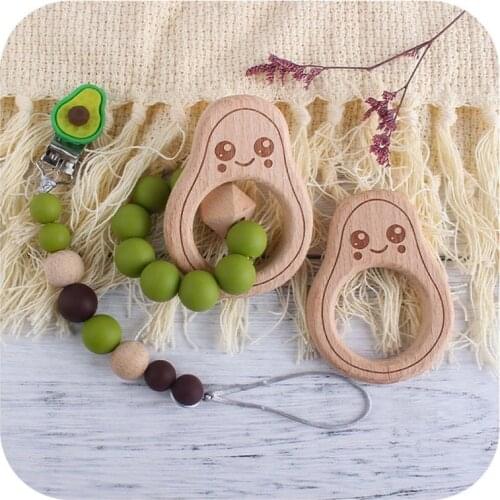 Baby Pacifier Chain Infants Silicone Beads Teething Soother Toy Beech Avocado Bracelet Teether Nipple Dummy Clip Holder