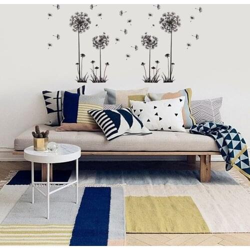 DIY Dandelion Wall Sticker Black Flying Dandelion Wall Stickers Removable PVC Wall Decal Home Kitchen Bath Decor Waterproof