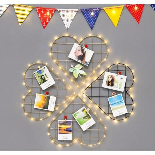 INS DIY Grid Decoration Photo Wall Iron Mesh Wall Hanging Collage Frame Postcard Pictures Display Storage Rack Photo Frame Decor