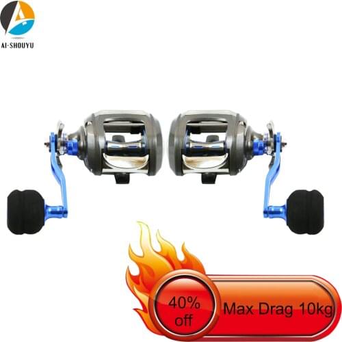 Casting Fishing Reel Aluminium Alloy Body Max Drag 10kg Centrifugal Brake System High Speed 7.0:1 EVA Handle Fishing Reel 12+1BB