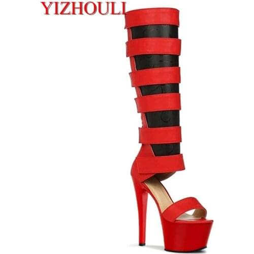 Women Fashion Peep Toe Shining Gold Rhinestone Strappy High Heel Sandals Ankle Wrap Gladiator Sandals Wedding 17cm