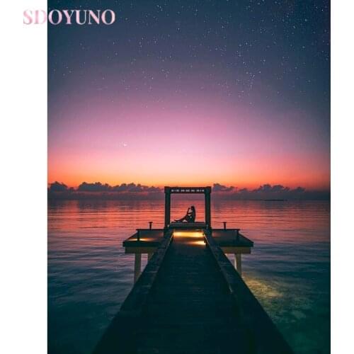 SDOYUNO DIY Oil Painting Paint By Numbers For Adults Children Landscape Picture HandPainted Paint Home Decoration Unique Gift