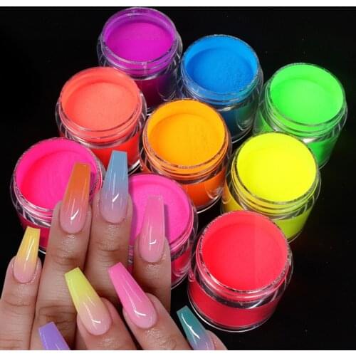 Nail Acrylic Powder For UV Gel Polish Manicure Nail Art Decorations Polymer Builder Carving 3D Pattern Neon Pigment Powder Dust