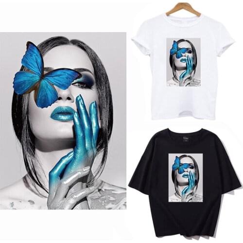 New Butterfuly Girl patches for clothing Diy T-shirt stripes for clothes thermal transfe sticker A-level Washable