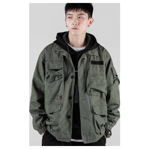 2020 autumn pocket super hot tooling coat fashion casual mens loose retro Japanese jacket M-5XL