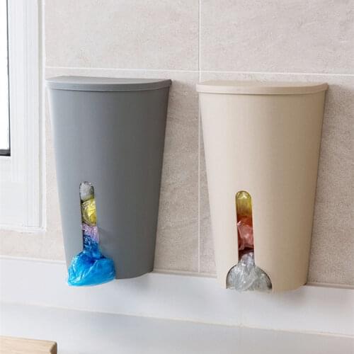 Plastic Bag Dispenser Kitchen Bags Storage Holder Household Wall Hanging Garbage Bag Box Kitchen Organizer