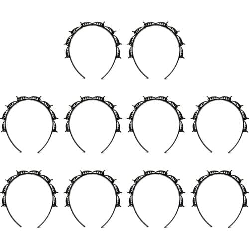 10PCS Women Double Bangs Hairstyle Hairpin Resin Twist Plait Hairband Headband Hair Hoop Band with Clips for girls Gift Black