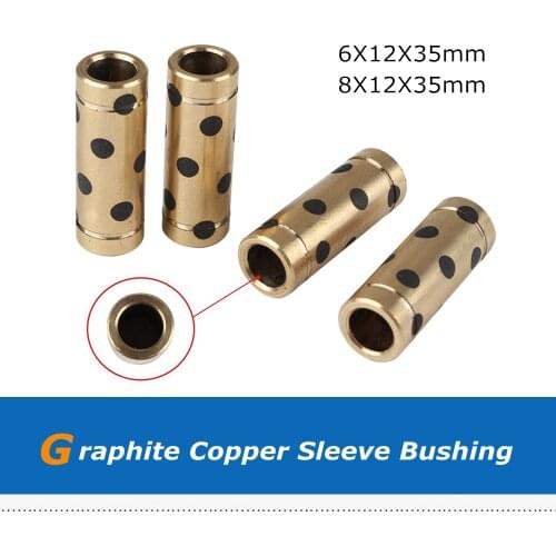 4pcs Ultimaker2 UM3 3D Printer Parts 6mm 8mm 12*35mm Graphite Copper Sleeve Bushing Self Lubricating Bearing