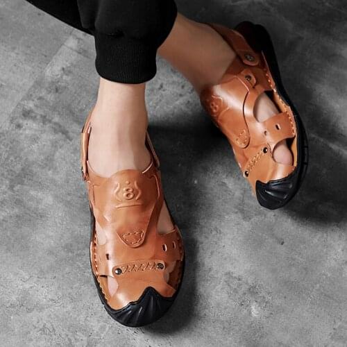 Men 39 S Sandals Male Leather Sandals Mens Platform Footwear Genuine Shoes Men Sandles Gladiator For Slip On Sandal Shoe