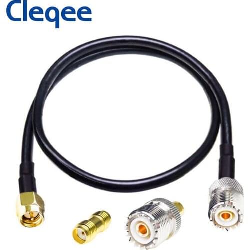 JXSINONE T10001B SMA Male Plug To UHF Female Connector RG58 Pigtail RF Coax Cable With RP-SMA To UHF Female SMA-KK Adapter 1m