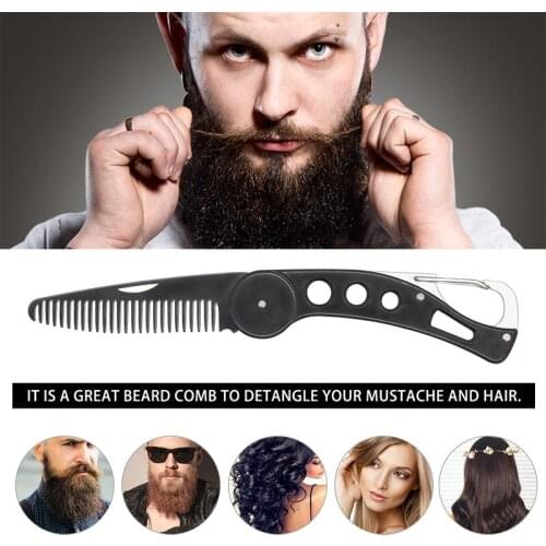 1 Pcs Stainless Steel Handmade Folding Comb Anti-static Moustache Brush Portable Travel Beard Comb Hairstyling for Men Women