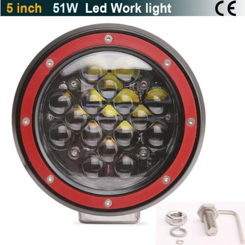 Spot Beam 5.5" Led Work Light Spot Off Road Fog Driving Roof Bar Bumper For Moto SUV Boat 4x4 Jeep Lamp ( 51w Round Work Light)