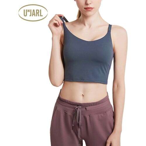 UxJARL Cup A-D Mid-Impact Sport Bras 4-Way Stretch Female Yoga Vest Push Up Shockproof Fitness Gym Athletic Top Activewear Jog