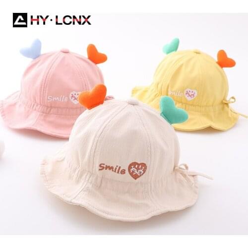 Spring New Baby Outdoor Sun Hat Girl Letter Embroidery Fisherman Hat Boy Cotton Cartoon Decoration Adjustable Bucket Hat