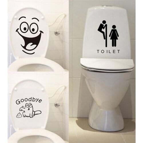 WC Toilet Entrance Sign Door Wall Stickers Waterproof Toilet Sticker For Public Place Home Decoration Creative Pattern Diy Funny