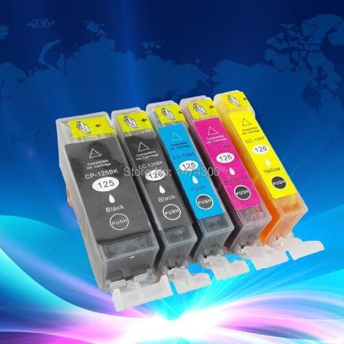 XIMO 5 Pack ink catridge for PGI-125 BK CLI-126 BK C/M/Y use for Pixma MG5210 IX6510 IP4910 etc.,hot sale in Latin America