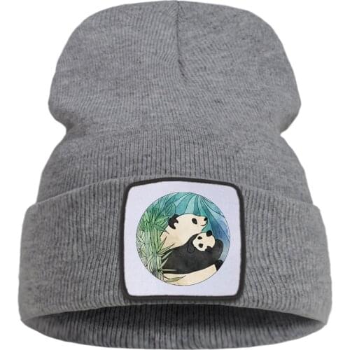 Chinese Style Cartoon Panda Printed Winter Cap Street Fashion Warm Beanie Caps Simple Casual Unisex Caps Quality Comfort Hat