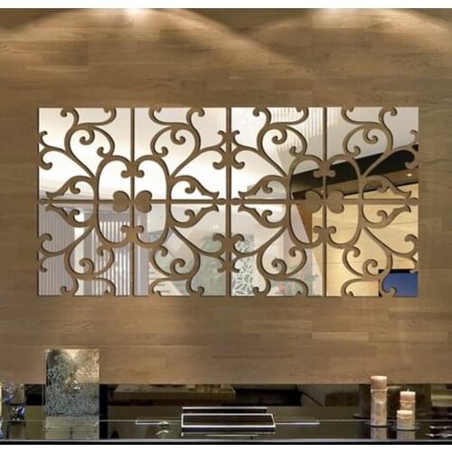 1 Set 3D Mirror Wall Stickers New Year Home Decor Acrylic Mural BIG Mirror Surface Wall Sticker New Year Decoration 20 x 80 cm