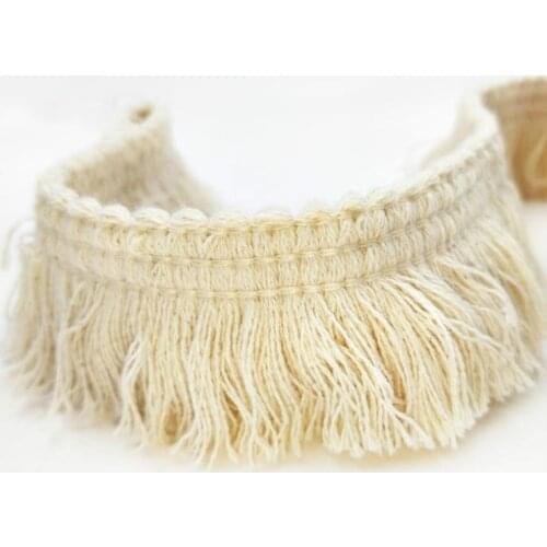 10Yard/Lot Cotton encryption lace tassel 4cm handmade DIY clothing decorative ribbon beige cotton lace trim curtain accessories