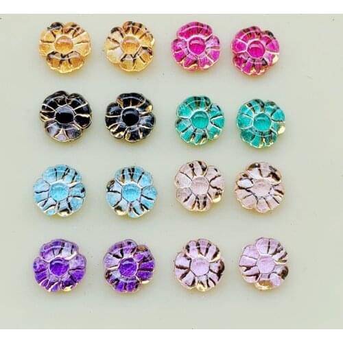 DIY 100pcs 8mm Acryl Flower Flatback Rhinestone Wedding decorate Buttons DIY For Craft Garment -HE10