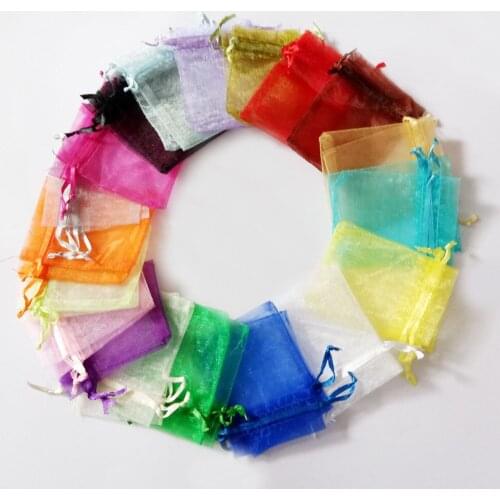 17x23cm Organza Bag 100pcs Jewelry Packaging Display Jewelry Pouch Gift Bags For Wedding Drawstring Bag Woman Travel Storage Bag