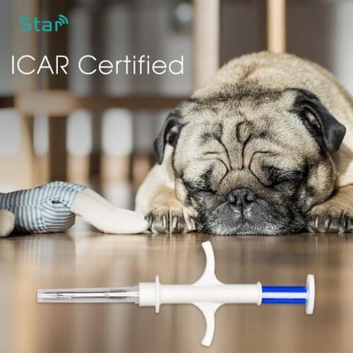 100pcs 2.12*12mm animal microchip transponder 134.2khz ISO FDX-B RFID glass pet microchip syringe with free shipping