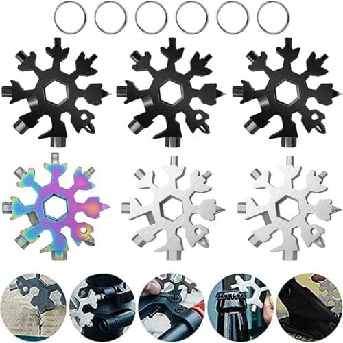 18 In 1 Multifunction Snowflake Snow Wrench Tool Spanner Hex Wrench Camping Outdoor Survive Tools Bottle Opener Screwdriver