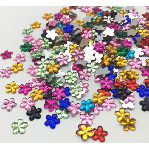 200pcs 10mm Bright Flower Gems Silver Plated Shiny Flatbacks Embellishments DIY Phone Nail Decorations Crafts 10 Colors
