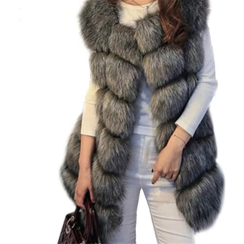 2019 Spring Fashion Womens Coat Jacket Vest 4XL Fur Vest Sleeveless Coat Luxury Faux Fox Winter Warm Women Vests Coats W05