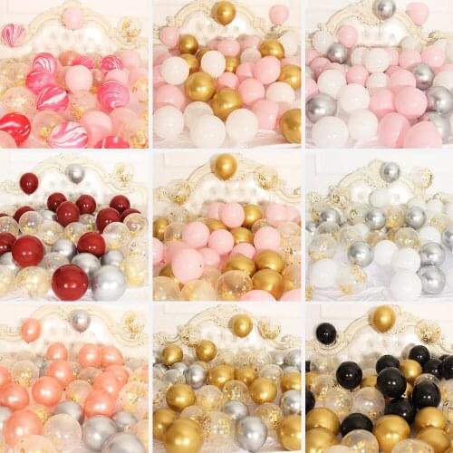 21pcs Rose Gold Silver Confetti Balloon Set Metal Chrome Latex Ball Baby Shower Wedding Decoration Birthday Party Event Supplies