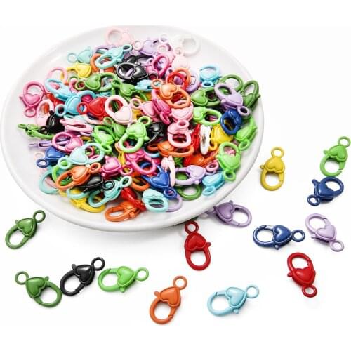 4Pcs Heart Colorful Key Chain Ring Metal Lobster Clasp Bag Car Keychain Connector For DIY Jewelry Making Hook Up Base Findings