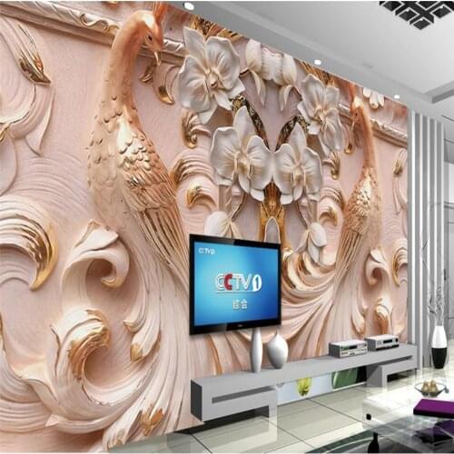 Beibehang Large Peacock Relief Backdrop Butterfly Ornament Background Wall Painting Custom Wallpaper papel de parede para quarto