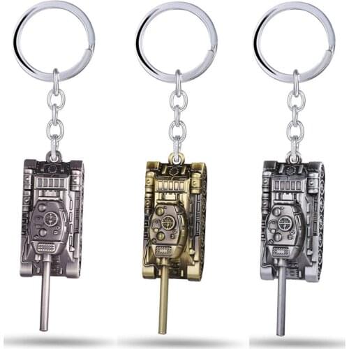Game World of Tanks Tank Model Metal Keychain 3 Color Figure Pendent Car Key Chain Ring Holder Men Women Gift Accessory