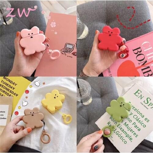 For apple air pod 1 2 case cartoon protective cover biscuits bear bluetooth headset silicone cases airpods pro