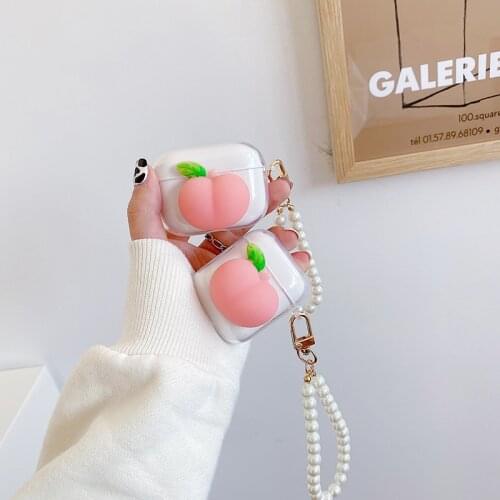 Luxury Cute Peach Silicone Wireless Earphone Case For Apple Airpods Protection Cover For Airpods Pro Charger Box Funda