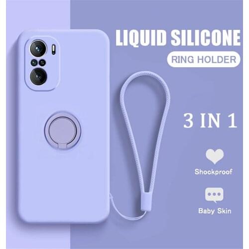 Ring Cover for Xiaomi Poco X3 M3 Pro 5G GT Redmi Note 10 9 Pro Max Case Liquid Silicone Xiomi Mi Note 10 11 Strap Ultra 10s 8 9s